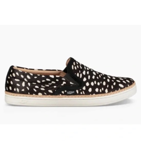 Ugg Soleda Calf Hair Animal Print Slip On Flats Casual Sneakers Womens Size 6 - Picture 2 of 14